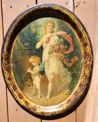 Oval Conrad Seipp Brewing Co~Pilsener Export~ Chicago Beer Tray - Image 1 of 4