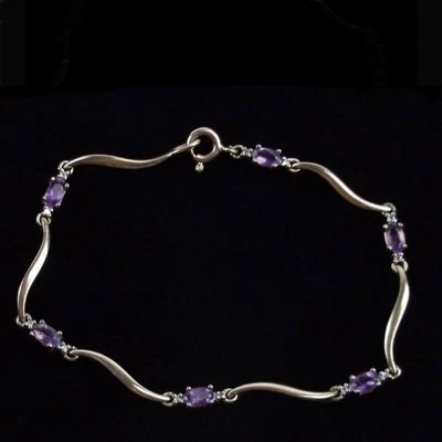 纯银紫水晶钻石手链 7.25 — 第 1/3 张图片