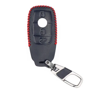 Black Leather 3 Buttons Remote Key Chain Cover Case for Mercedes-benz E S Class - Picture 1 of 4
