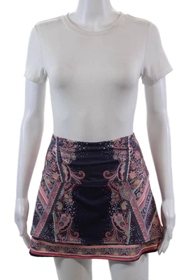 Lucky In Love Womens Layered Detail Paisley Print Athletic Skort Purple Size M - Image 1 of 4