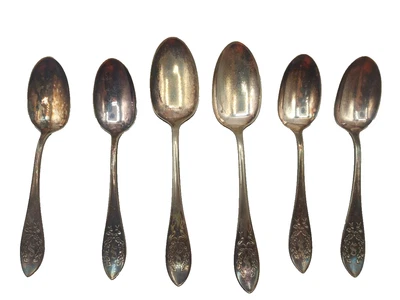 套装 6 Rockford Spoons SP Co. Flower Monogram S Motif 晚餐汤 AN35-6 — 第 1/3 张图片
