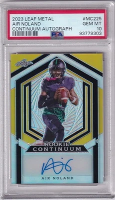 PSA 10 GEM 2023 LEAF AUTOGRAPHS /16 RC AIR NOLAND AUTO ROOKIE FOOTBALL GR275 - Image 1 of 2