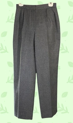 Pantalones retro Jones New York Career para mujer 8 lana gris a cuadros pierna ancha tiro alto Foto 1 de 4