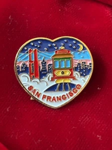 San Francisco POI Heart Shape Soft Enamel Label Pin California 1" - Picture 1 of 2
