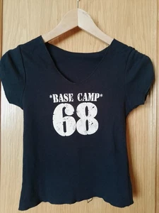 Camiseta mujer vintage Y2K QED Base Camp 68 negra S/M – años 90, nueva sin uso - Imagen 1 de 12