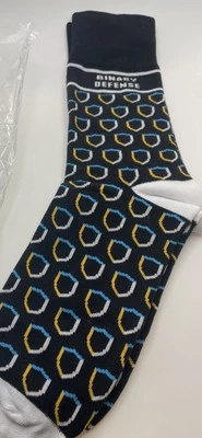 NUEVO Calcetines de becerro de vestir Binary Defense Cybersecurity negros, azules, amarillos y blancos Foto 1 de 4