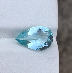 Impresionante piedra preciosa corte pera especial aguamarina azul buena calidad 2,10 quilates - Imagen 1 de 5