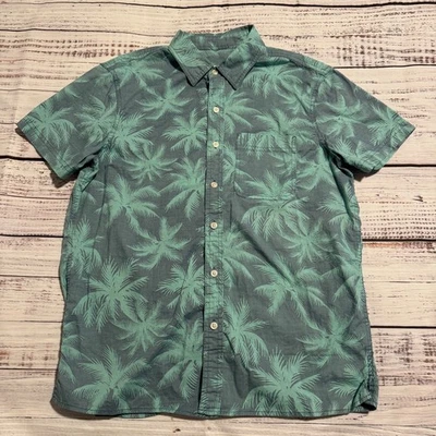 Camisa American Eagle Hawaiana Abotonada Verde Palmeras Para Hombre Talla Mediana Foto 1 de 4