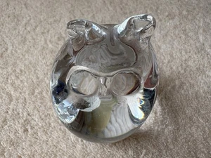 Vtg Clear Glass Owl Paperweight Pinched Glass Style 3" Polished Bottom Sweden - Picture 1 of 14