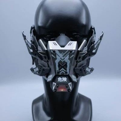 Cyberpunk Half Face Commander Tactical Functional Wind Cosplay Luminous Mask NEW - Image 1 of 4