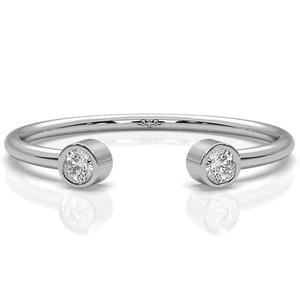 Anillo minimalista de diamantes cultivados en laboratorio con bisel de puño abierto de dos piedras de oro de 14 k 0,06 ctw - Imagen 1 de 12