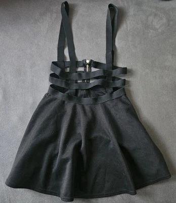 Schwarzer Faltenrock Mit Trägern M/L, Black Skirt With Straps M/L - Bild 1 von 4