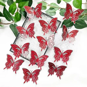 适用于玻璃 适用于镜子 适用于墙面 3D蝴蝶墙贴 PVC墙饰 商用场所 家居环境 双层设计 多种排列 易于应用 耐水材料 自粘背面 适合商业空间 - Picture 1 of 7