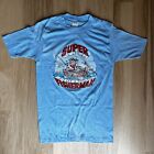 Super Fisherman Fishing T-shirt Light Blue Faded From Being Displayed