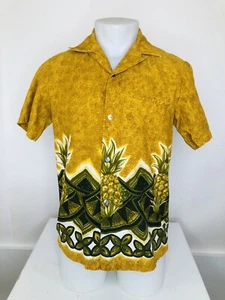 Awesome MALIHINI Hawaii - Vintage Pineapple Mens Sm./Md. Aloha Shirt - Picture 1 of 7