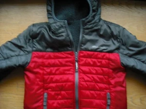 Boys Full-Zip EDDIE BAUER Winter Coat w/Hood REVERSIBLE Gray Red CLEAN Sz:8 - Picture 1 of 7