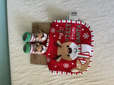 Babero y botas My First Christmas Baby Deer 0-6 M nuevas Foto 1 de 2