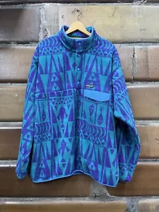 Patagonia Synchilla XXL Tribal Print T-Snap Teal Fleece Pullover STY25580 SP17 - Picture 1 of 9