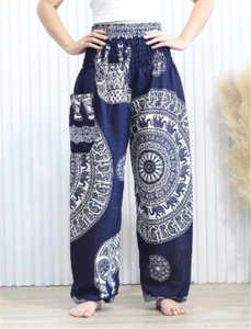 Ladies Harem Pants Baggy Bohemian Boho Hippie Aladdin Yoga Genie Trousers HEZ - Picture 1 of 4