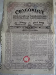 Vintage Aktienzertifikat Aktienanleihen Aktion Concordia Roumanian Benzin 1924 250 - Bild 1 von 3
