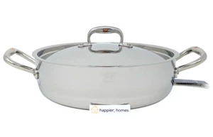 RUFFONI Polished Stainless Steel Braiser with Lid 4 Qt - NEW - Picture 1 of 5
