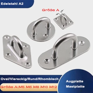 Augplatte Edelstahl A2 Deckenhaken Ringplatte  Mastplatte Verzurröse Ösenplatte - Bild 1 von 14