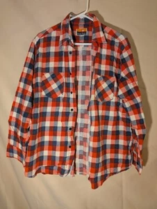 Ozark Trail Flannel Shirt Men's Large Red Blue White Plaid Long Sleeve Cotton - Picture 1 of 3