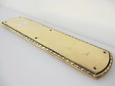 Vintage Brass Finger Plate Push Door Handle Old Beading Heavy Solid 