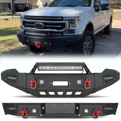 Parachoques delantero/trasero de acero con luz LED anillo en D cabrestante para 11-16 Ford F 250 F 350 Foto 1 de 4