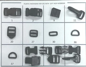 3/4" Cam Buckle, Side Release, Ladder Rack, Snap Hook, Slide, Ring, & more 10-50 - Picture 1 of 10