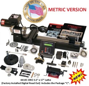 SHERLINE 4410C-DRO 3.5" X 17" LATHE METRIC Factory installed DRO + Package "C"  - Picture 1 of 1