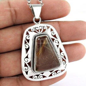 Cuscino Solare Chakra In Quarzo Rutilato Pendant Per Madre In Argento Massiccio - Foto 1 di 5