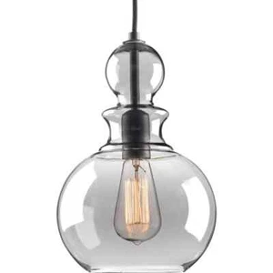 Progress Lighting Staunton Collection 1-Light Graphite Pendant with Smoke Glass - Picture 1 of 13