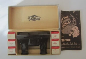 Caja de biblioteca Tru-Vue de principios de 1930 con visor 3D y 6 tiras de película y catálogo - Imagen 1 de 4