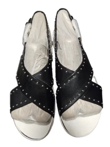 Marc Fisher Ltd Women's Delilah Black Platform Leather Sandals Sz 9.5 NEW IN BOX - Picture 1 of 6