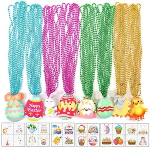 Becfupo 120 Pcs Easter Party Accessories 48 Pcs Easter Beaded Neckaces With C... - Picture 1 of 6