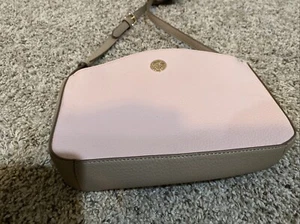 Anne Klein Beige & Pink 2 Toned Gold Hardware 3 Compartment Crossbody Purse Bag - Picture 1 of 7