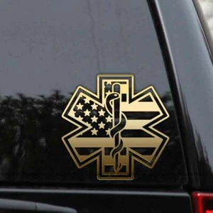 American Flag EMT Vinyl Decal – Star of Life EMS Sticker - Picture 1 of 2