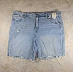 Pantaloncini donna Terra And Sky taglia 22w blu denim vita alta nuovi con etichette - Foto 1 di 13