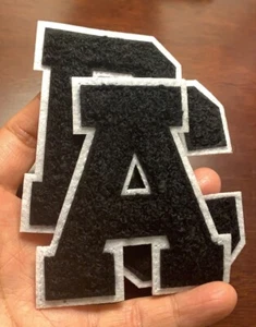 Large Black 8CM Towel embroidery A-Z Alphabet Letter Iron On Patch Craft - Picture 1 of 6