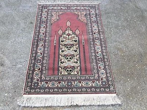 Old Turkish Rug, wool hand knotted country home 150x91cm, Tribal Boho vintage UK - Picture 1 of 9