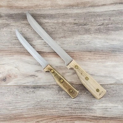 Cortadora de cocina vintage y cuchillos utilitarios hechos en Japón Full Tang remachados Foto 1 de 4