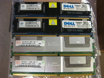 Hynix & Nanya 4GB (2 x1GB) & (2 X1GB) 2Rx8 PC2-5300F DDR2 667Mhz Server Memory - Image 1 of 4