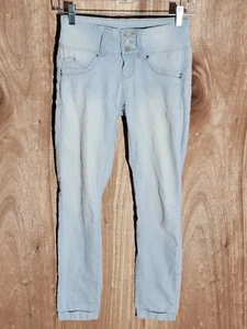 ymi jeans womens size 5 skinny stretch low rise selvedge denim light wash blue - Picture 1 of 11