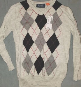 LITTLE BOYS V NECK Argyle Gray SWEATER SIZE 4T Children's Place Cute/Comfy NWT - Picture 1 of 5