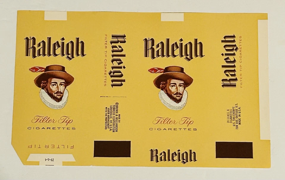 Papel blando vintage con punta de filtro de cigarrillos Raleigh, original de fábrica, años 60’s Foto 1 de 3