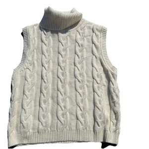 $House Of Harlow Marfil Tejido Cuello Alto Camiseta sin Mangas Suéter Cablenet Nuevo con Etiquetas $198 Mediano - Imagen 1 de 6