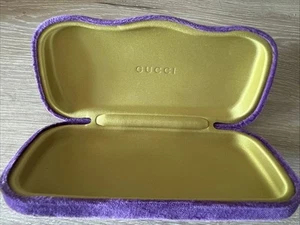 Gucci custodia rigida velluto viola grandi autentici occhiali da sole occhiale a conchiglia - Foto 1 di 3