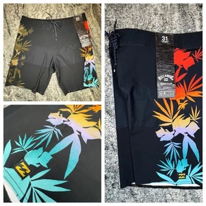Billabong Board Shorts Mens Size 31 D Bah Airlite Swim Surf Tropical STRETCH BLK - Picture 1 of 10