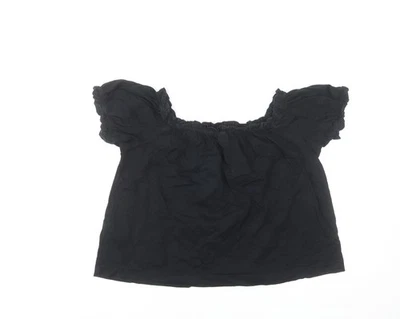 H&M Women’s Black Off Shoulder Cotton Peasant Blouse Size 12 - Image 1 of 4